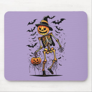 Kürbis-Skelett-Halloween-Kunst Mousepad