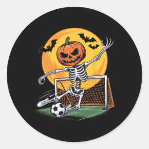 Kürbis-Skelett-Torhüter-Fußball-Halloween-Gruselig Runder Aufkleber