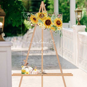 Kürbis-Sonnenblumen-Herbst-Hochzeitsbegrüßung Acrylschild