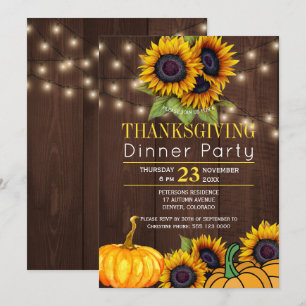 Kürbis Sonnenblumen Rustikale Scheunen Holz Thanks Einladung