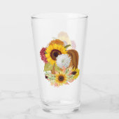 Kürbis, Sonnenblumen und Herbstfarben Glas (Rückseite)