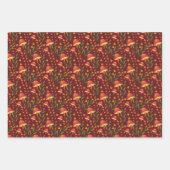 Kürbis, Sonnenblumen und Pilze auf Burgund Geschenkpapier Set (Vorderseite 3)