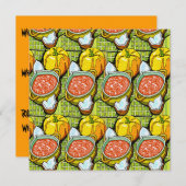 Kürbis, Soße und Streifen Hintergrund Einladung (Vorne/Hinten)