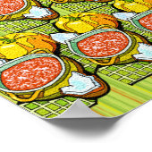 Kürbis, Soße und Streifen Hintergrund Klein Poster (Ecke)