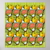 Kürbis, Soße und Streifen Hintergrund Klein Poster (Vorne)