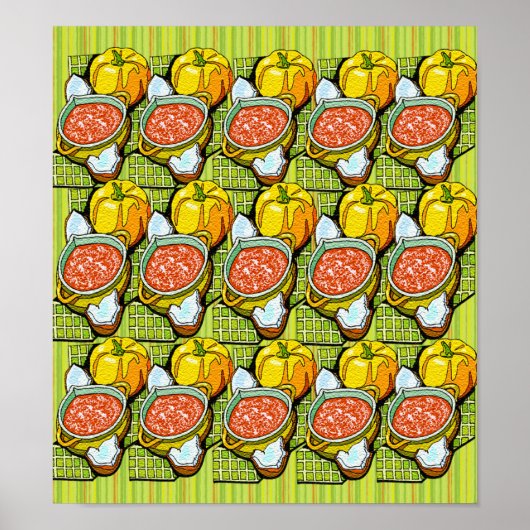 Kürbis, Soße und Streifen Hintergrund Klein Poster (Vorne)