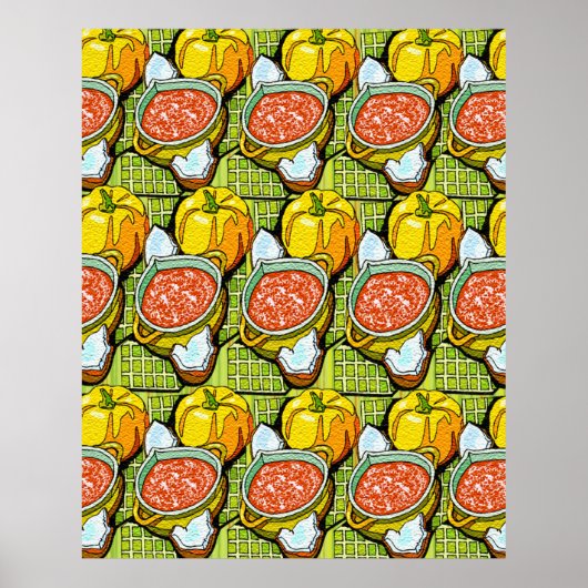 Kürbis, Soße und Streifen Hintergrund Poster (Vorne)