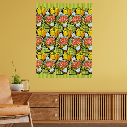 Kürbis, Soße und Streifen Hintergrund Poster (Wohnzimmer 2)