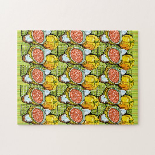 Kürbis, Soße und Streifen Hintergrund Puzzle (Horizontal)