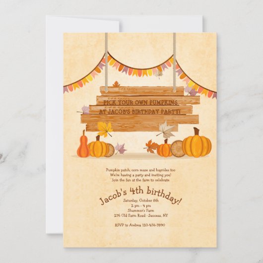 Kürbis-Stand-Einladung Einladung (Vorderseite)