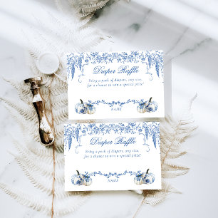 Kürbis Staubblau Toile Blumenwindel Baby Shower Begleitkarte