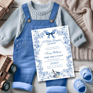 Kürbis Staubblau Whimsical Floral Babyparty Einladung