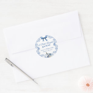 Kürbis Staubblau Whimsical Florales Babyshower Runder Aufkleber