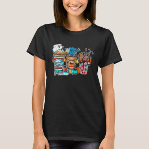 Kürbis Stethoskop Gewürz Kaffee Latte Krankenschwe T-Shirt