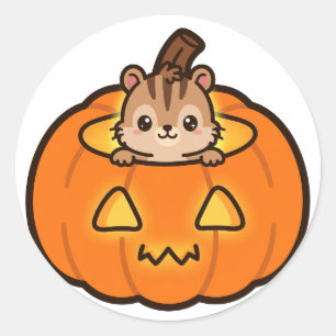 Kürbis-Streifenhörnchen-Halloween-Klassiker-Rundau Runder Aufkleber