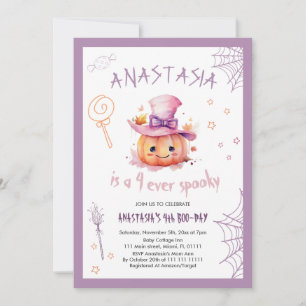 Kürbis Süß Halloween Baby Mädchen 4. Geburtstag Einladung