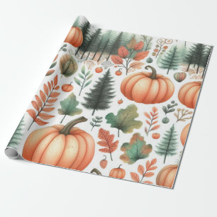 Kürbis Süße Wasserfarbe Herbst & Erntedankfest Geschenkpapier