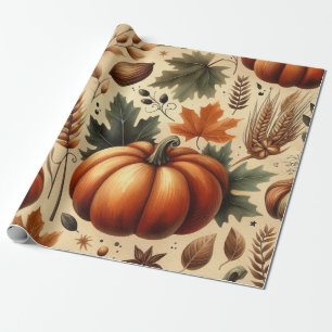 Kürbis Süße Wasserfarbe Herbst & Erntedankfest Geschenkpapier
