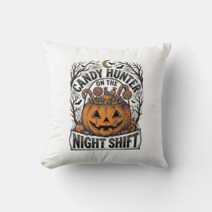 Kürbis-Süßigkeiten-Eimer Vintage-Halloween-Gravur Kissen
