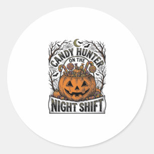 Kürbis-Süßigkeiten-Eimer Vintage-Halloween-Gravur  Runder Aufkleber