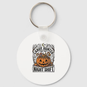 Kürbis-Süßigkeiten-Eimer Vintage-Halloween-Gravur Schlüsselanhänger