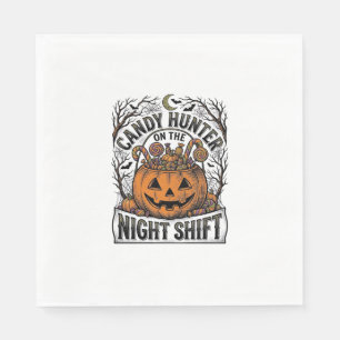 Kürbis-Süßigkeiten-Eimer Vintage-Halloween-Gravur  Serviette
