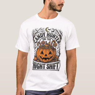 Kürbis-Süßigkeiten-Eimer Vintage-Halloween-Gravur  T-Shirt