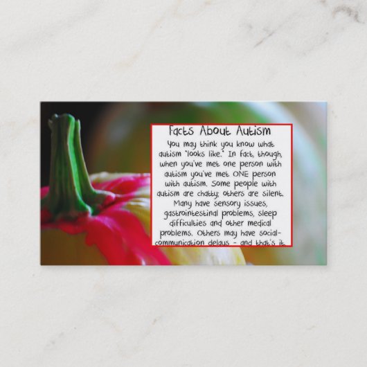 Kürbis-Tatsachen über Autismus-Visitenkarte Visitenkarte (Vorderseite)