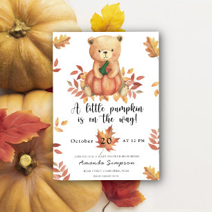 Kürbis-Teddybär-Herbst-Babyparty Einladung