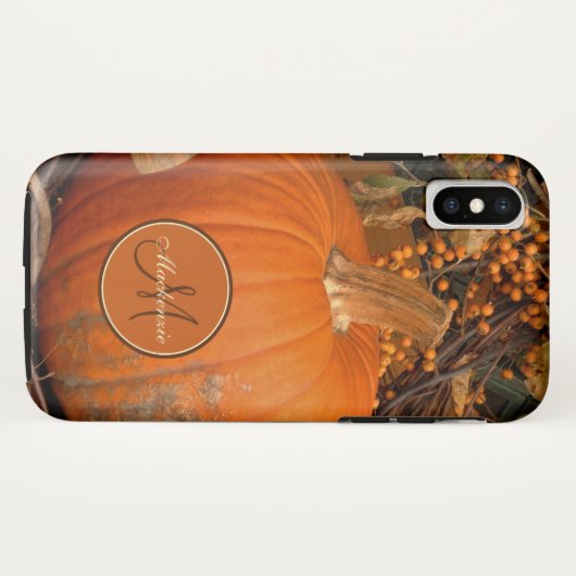 Kürbis und bittersüßes Rebe-Fall-Thema-Monogramm Case-Mate iPhone Hülle (Rückseite (Horizontal))