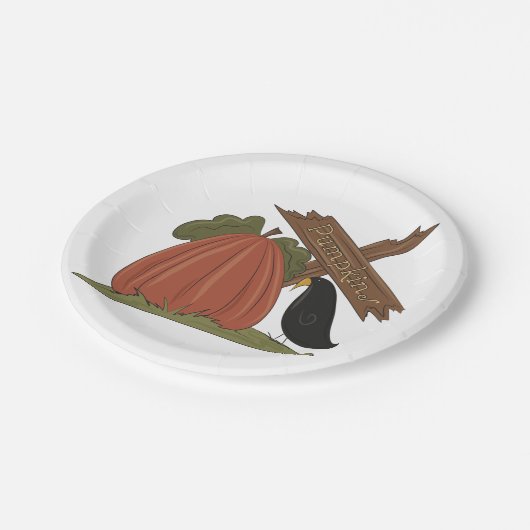 Kürbis und Blackbird Pappteller (Schrägansicht)