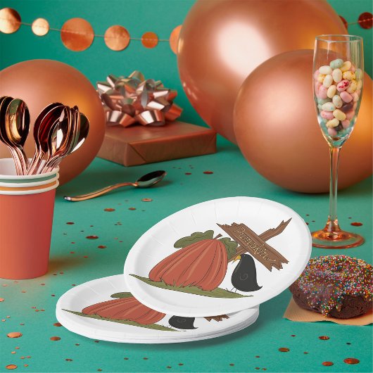 Kürbis und Blackbird Pappteller