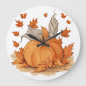 Kürbis und Blätter Große Wanduhr (Vorderseite)