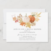 Kürbis und Blätter im Herbst Brautparty Einladung (Vorderseite)