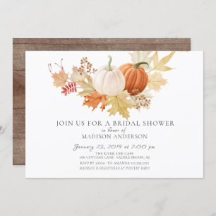 Kürbis und Blätter im Herbst Brautparty Einladung