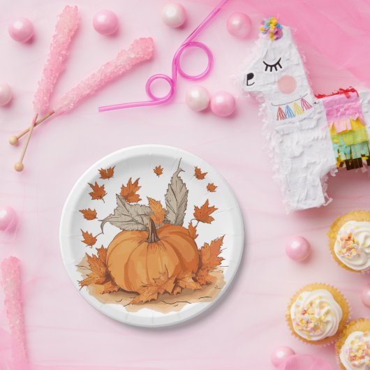 Kürbis und Blätter Pappteller (Party)