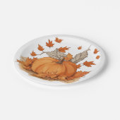 Kürbis und Blätter Pappteller (Schrägansicht)