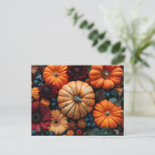 Kürbis und Blätter Postkarte (Stehend Vorderseite)