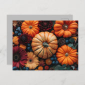 Kürbis und Blätter Postkarte (Vorne/Hinten)