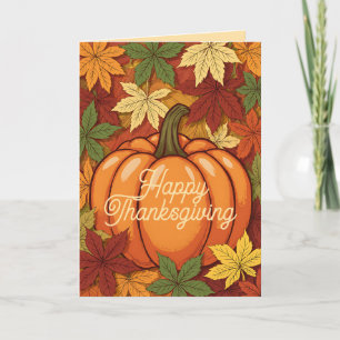 Kürbis und Blätter Thanksgiving Karte