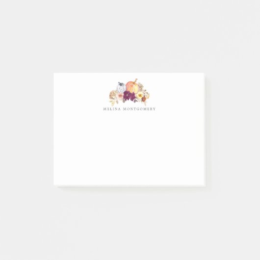 Kürbis und Blume fallen Personalisiert Post-it Klebezettel (Vorderseite)