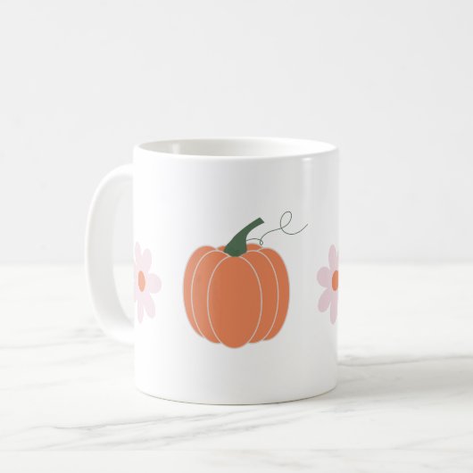 Kürbis und Blume im Herbst Kaffeetasse (Vorderseite Links)
