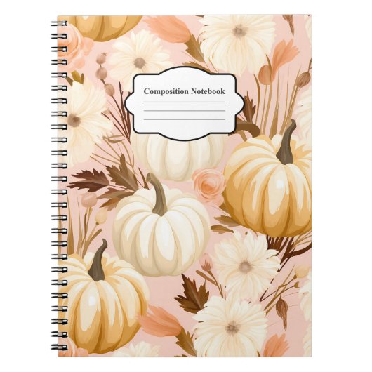 Kürbis und Blume im Herbst Notizblock (Vorderseite)