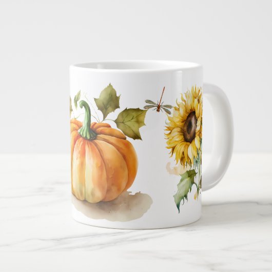 Kürbis und Blume Jumbo-Tasse (Vorderseite Rechts)