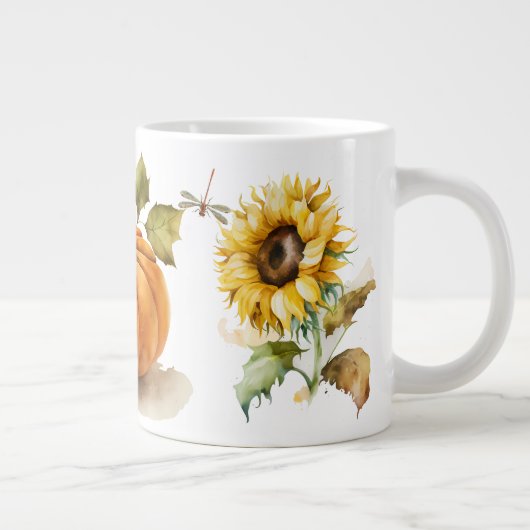 Kürbis und Blume Jumbo-Tasse (Rechts)