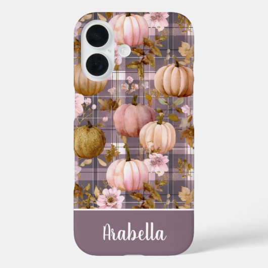 Kürbis und Blumen im Karomuster  Case-Mate iPhone Hülle (Rückseite)