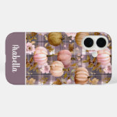Kürbis und Blumen im Karomuster  Case-Mate iPhone Hülle (Rückseite (Horizontal))