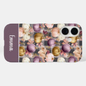 Kürbis und Blumen im Karomuster  Case-Mate iPhone Hülle (Rückseite (Horizontal))