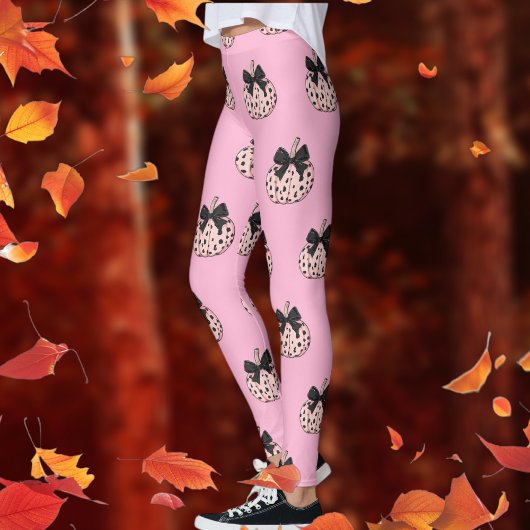 Kürbis und Bow Pink Coquette Halloween Leggings