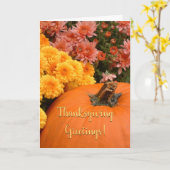 Kürbis und Chrysanthemen / Erntedank Karte (Gelbe Blume)